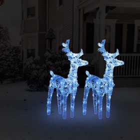 vidaXL Ziemassvētku ziemeļbrieži, 2 gab., 80 zilas LED, akrils