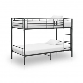 vidaXL divstāvu gulta, melns metāls, 90x200 cm