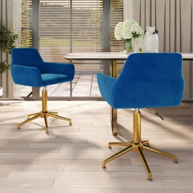 grozāmi virtuves krēsli, 2 gab., zils samts