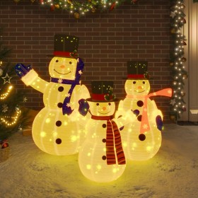 Ziemassvētku sniegavīru ģimenes figūras ar LED, audums