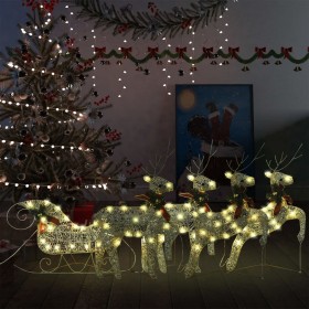 Ziemassvētku dekorācija, ziemeļbrieži un kamanas, 100 LED