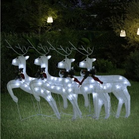 vidaXL Ziemassvētku ziemeļbrieži, 4 gab., balta, 80 LED