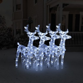 vidaXL Ziemassvētku ziemeļbrieži, 4 gab., 160 vēsi baltas LED, akrils