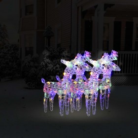 vidaXL Ziemassvētku ziemeļbrieži, 4 gab., 160 krāsainas LED, akrils
