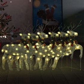 vidaXL Ziemassvētku ziemeļbrieži, 6 gab., zeltaini, 120 LED