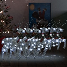 vidaXL Ziemassvētku ziemeļbrieži, 6 gab., sudraba, 120 LED