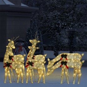 vidaXL Ziemassvētku ziemeļbrieži, 6 gab., zeltaini, silti balti