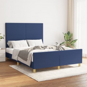 vidaXL gultas rāmis ar galvgali, zils, 140x200 cm audums