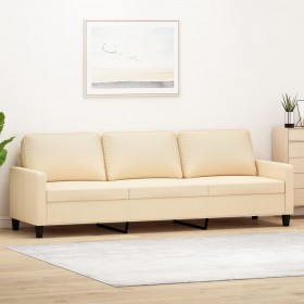 trīsvietīgs dīvāns, krēmkrāsas audums, 210 cm