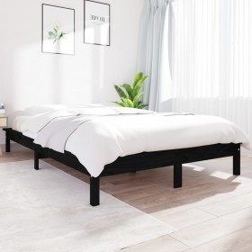 gultas rāmis, melns, 120x200 cm, priedes masīvkoks