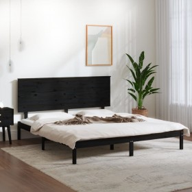 gultas rāmis, melns, priedes masīvkoks, 200x200 cm