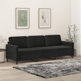 trīsvietīgs dīvāns, melns, 210 cm, samts