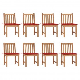 dārza krēsli ar matračiem, 8 gab., masīvs tīkkoks