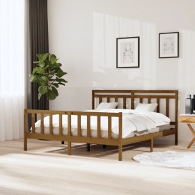 gultas rāmis, medus brūns, masīvkoks, 180x200 cm, 6FT