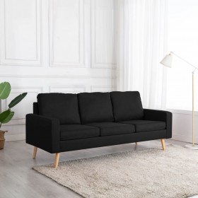 trīsvietīgs dīvāns, melns audums