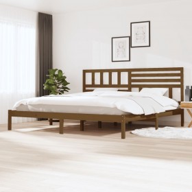 gultas rāmis, medus brūns, masīvkoks, 200x200 cm