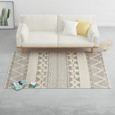 paklājs, austs ar rokām, vilna, 80x150 cm, balts/pelēks/melns