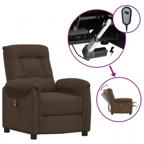 elektrisks atpūtas krēsls, atgāžams, brūns mikrošķiedras audums