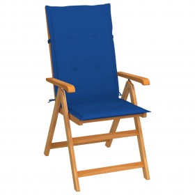 dārza krēsls ar koši zilu matraci, masīvs tīkkoks