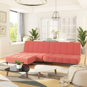 divvietīga dīvāngulta ar kājsoliņu, rozā samts