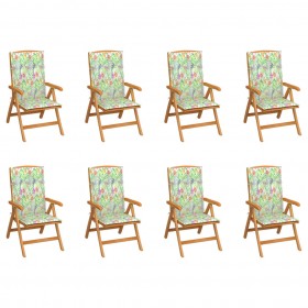 dārza krēsli ar matračiem, atgāžami, 8 gab., masīvs tīkkoks