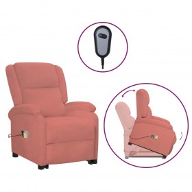 masāžas krēsls, paceļams, atgāžams, rozā samts