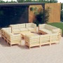 13-daļīgs dārza atpūtas mēbeļu komplekts ar matračiem, priede