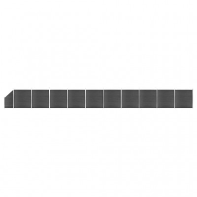žoga paneļu komplekts, 1830x(105-186) cm, melns WPC