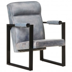 atpūtas krēsls, 60x75x90 cm, pelēka dabīga kazas āda