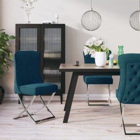 virtuves krēsls, zils, 53x52x98 cm, samts, nerūsējošs tērauds