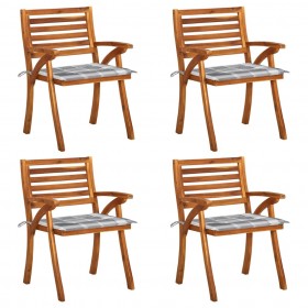 dārza krēsli ar spilveniem, 4 gab., akācijas masīvkoks