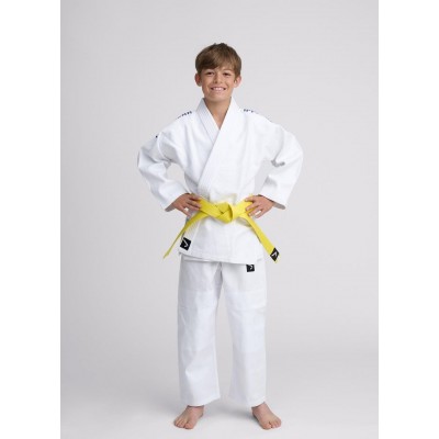 Детское кимоно для дзюдо IPPON GEAR NXT (белое с синей вышивкой на плечах)