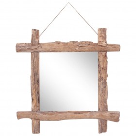spogulis, koka krāsa, 70x70 cm, baļķu dizains, masīvkoks