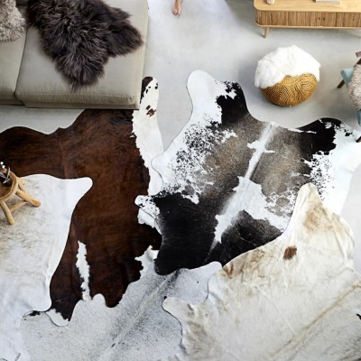 zvērādas paklājs, dabīgā govs āda, 150x170 cm, melns un balts