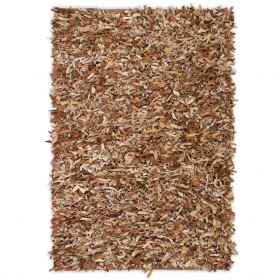 paklājs, 160x230 cm, Shaggy, dzeltenbrūna dabīgā āda