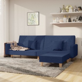 divvietīga dīvāngulta ar kājsoliņu, zils audums