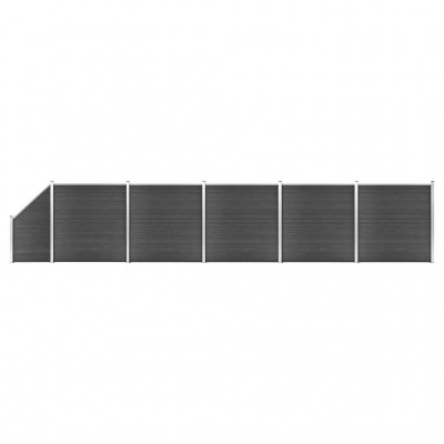 žoga paneļu komplekts, 965x(105-186) cm, melns WPC
