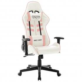 datorspēļu krēsls, melna un rozā mākslīgā āda