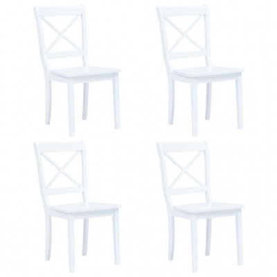 virtuves krēsli, 4 gab., balts gumijas masīvkoks