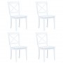 virtuves krēsli, 4 gab., balts gumijas masīvkoks