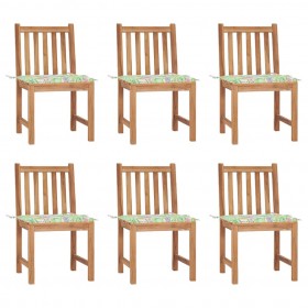 dārza krēsli ar matračiem, 6 gab., masīvs tīkkoks