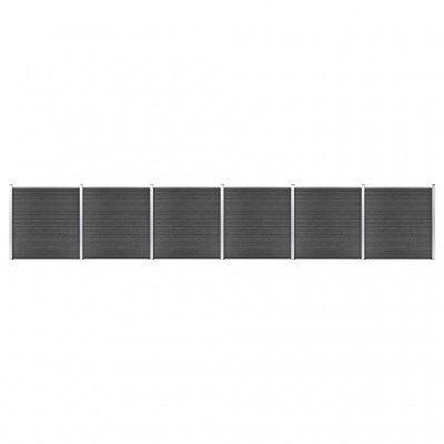 žoga paneļu komplekts, 1045x186 cm, melns WPC