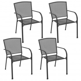 āra krēsli, 4 gab., antracītpelēki, sieta dizains, tērauds