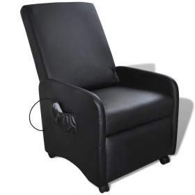 masāžas krēsls, melna mākslīgā āda