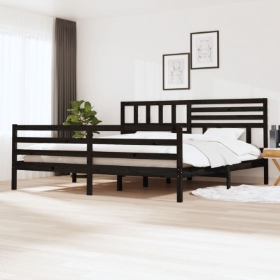 gultas rāmis, melns, masīvkoks, 200x200 cm