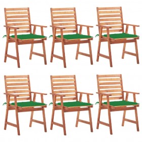dārza krēsli ar matračiem, 6 gab., akācijas masīvkoks