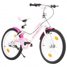 bērnu velosipēds, 20 collas, rozā ar baltu