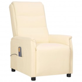 masāžas krēsls, atgāžams, krēmkrāsas mākslīgā āda