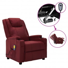 elektrisks masāžas krēsls, atgāžams, vīnsarkana mākslīgā āda