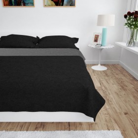 gultas pārklājs, 230x260cm, divpusējs, stepēts, pelēks un melns